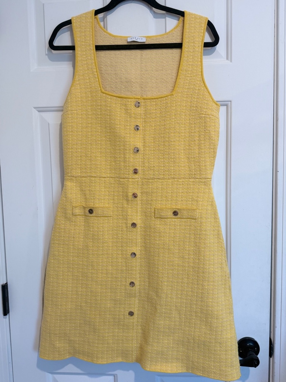 Sandro Yellow Textured Mini Shift Dress - Picture 7 of 13
